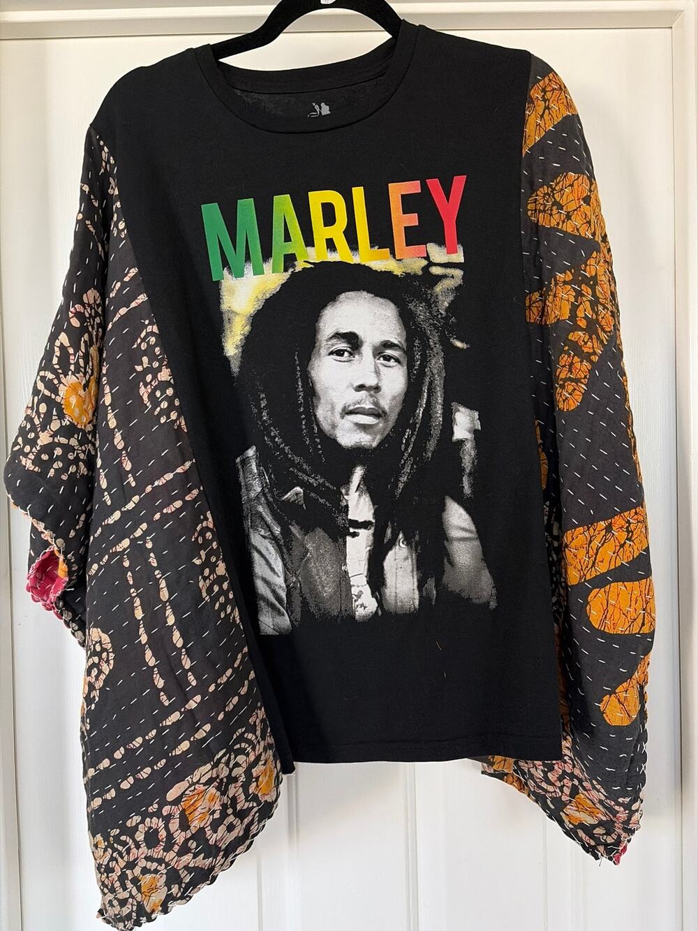 Bob Marley Upcycled Kantha Tunic Top Shirt OS Handmade Boho